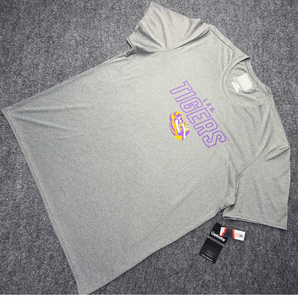 LSU Tigers NEW Gray Graphic T Shirt Men’s XL NCAA College Football Athletic Tee